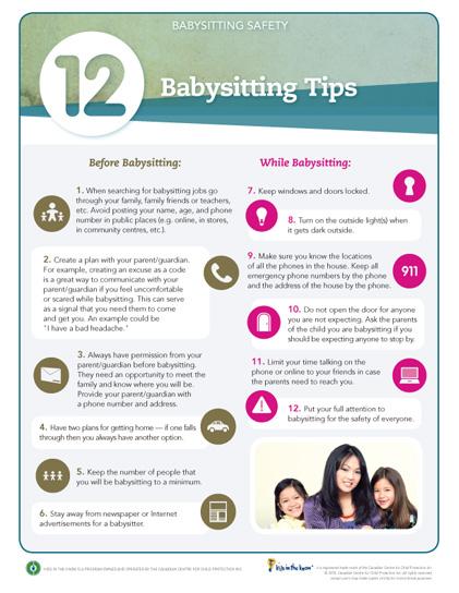 Babysitting Tips Safety Sheet